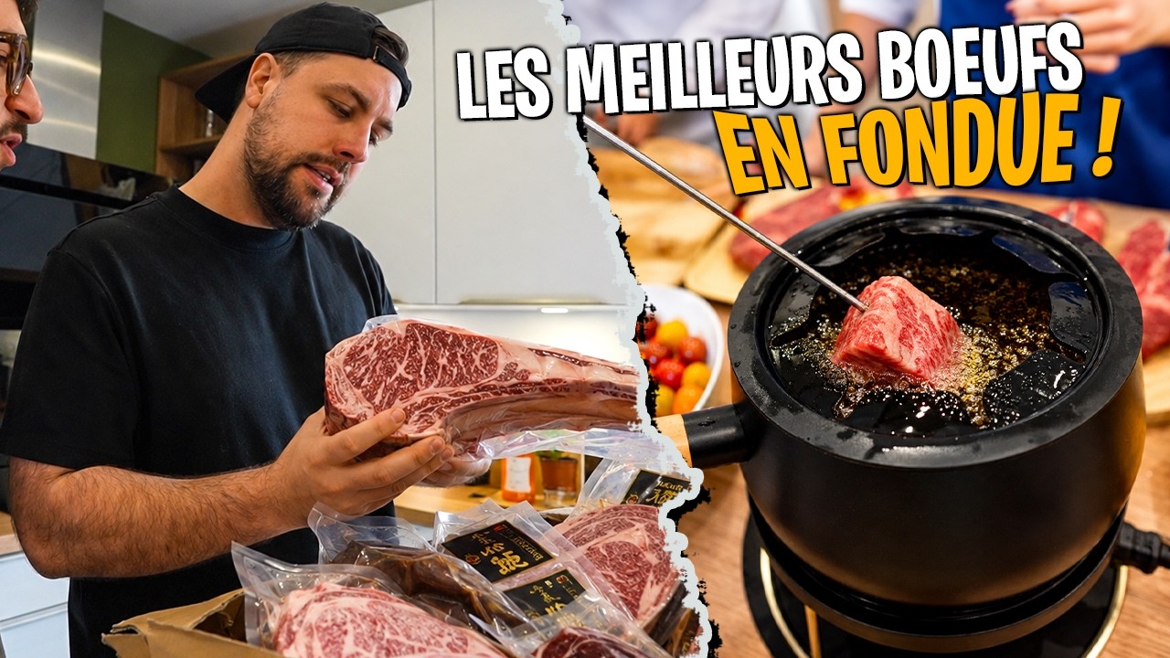 Fondue bourguignonne avec les meilleurs bœufs du monde ! (du Wagyu dans l'huile)