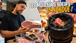 Fondue bourguignonne avec les meilleurs bœufs du monde ! (du Wagyu dans l'huile)