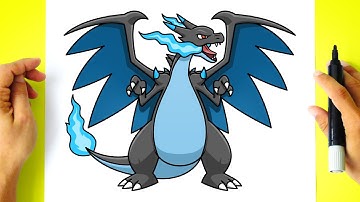 How to DRAW MEGA CHARIZARD X - Pokemon Drawing