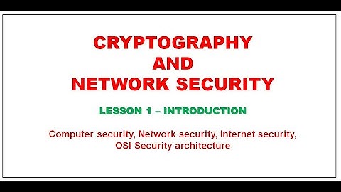 Cryptography and Network Security| Lesson 1-Introduction