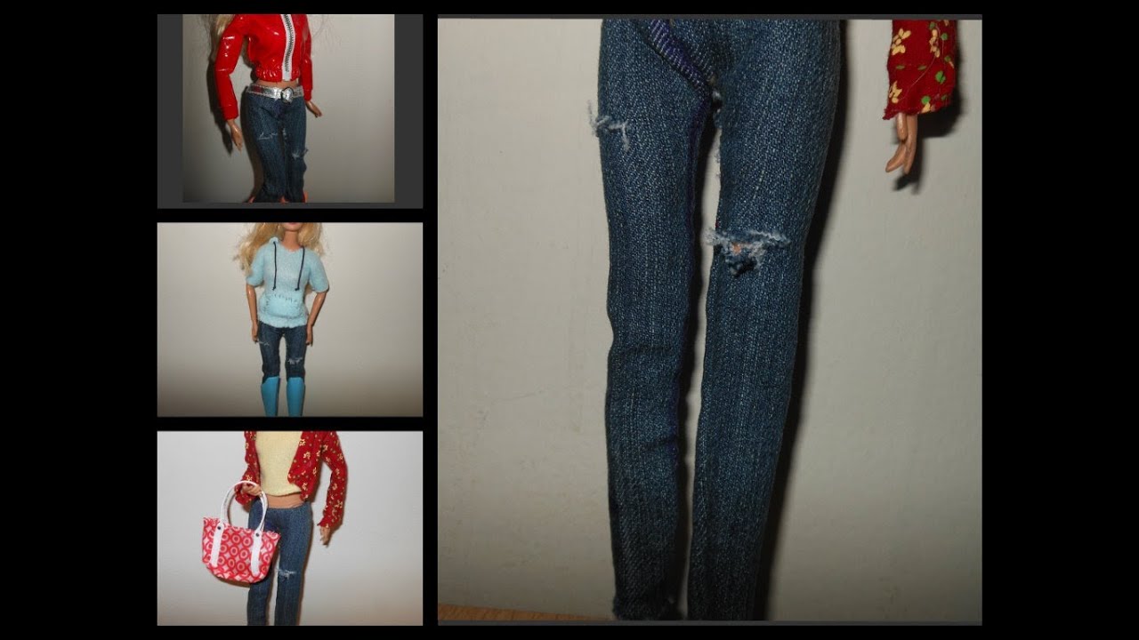 how to make doll jeans, pants, doll outfits with jeans YouTube