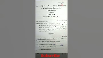 Zoology Previous year paper B. Sc 5th Semester CBCS Jammu University  | Iqbal Demystified |