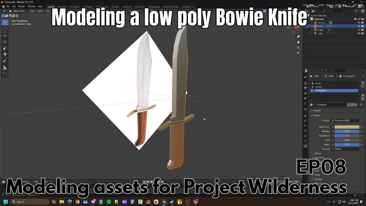 Modeling a Low Poly Bowie Knife | Raptor X | Making My Game assets 008