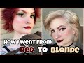 HOW I WENT FROM RED TO BLONDE HAIR AT HOME