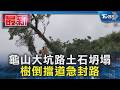 龜山大坑路土石坍塌 樹倒擋道急封路｜TVBS新聞 @TVBSNEWS01