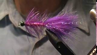 fly tying with hugh! purple smallmouth bugger.