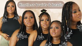 DIY SHORT KNOTLESS BRAIDS & BEADS TUTORIAL | BEGINNER FRENDLY | #knotlessbraids #braids