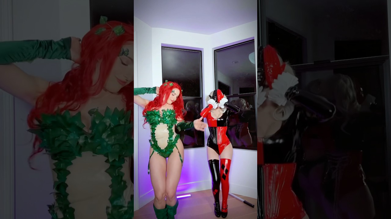 Trying to convince Batman to not send us to Arkham Asylum.. #harleyquinn #batman #poisonivy #cosplay