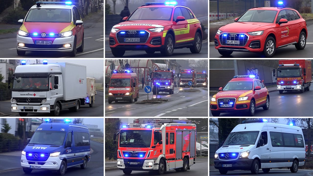 [2 Lagerhallen in Vollbrand] Großeinsatz für Einsatzkräfte in Hürth-Kalscheuren | Einsatzfahrten