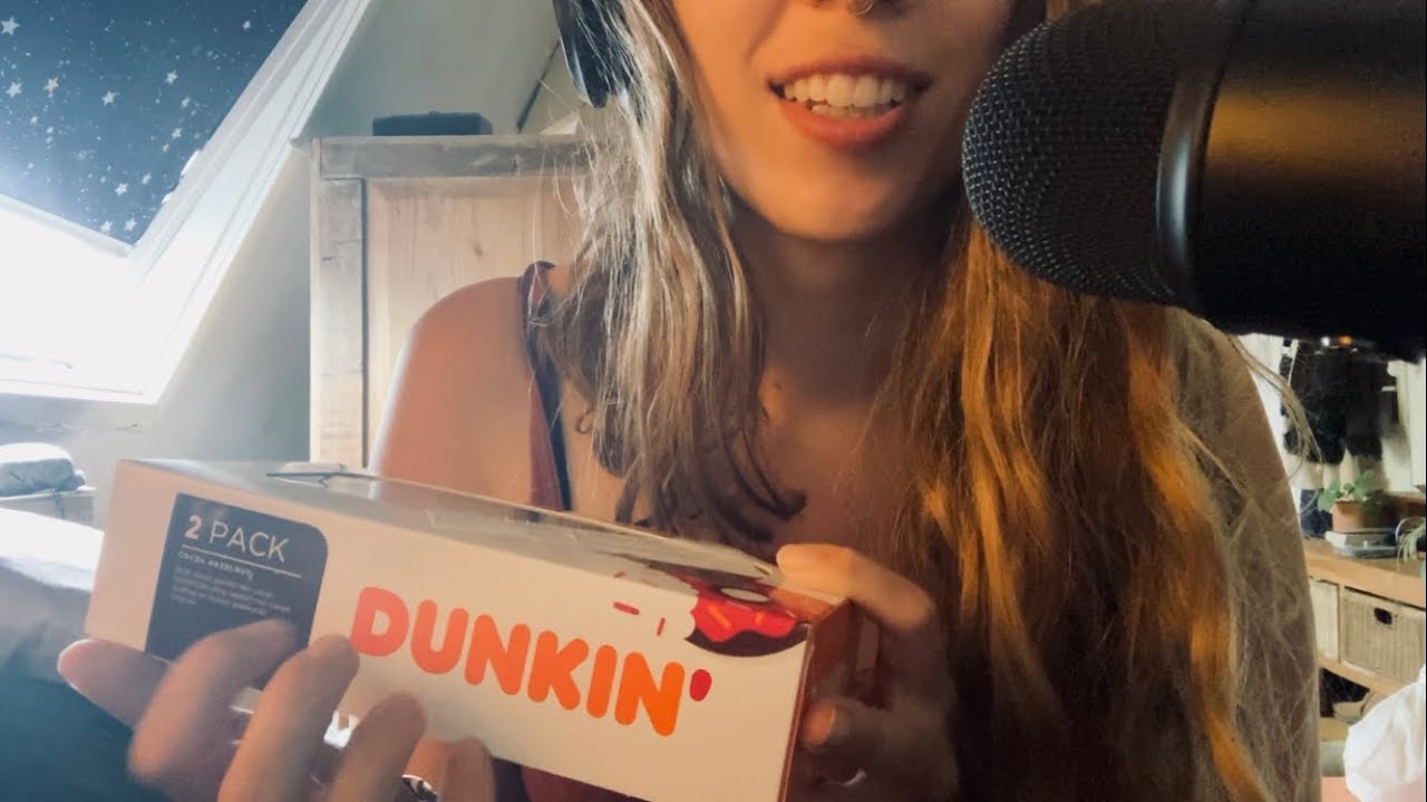 ASMR - Eating Dunkin’ Donuts & Drinking Lemonade - Ramble - Finger Licking