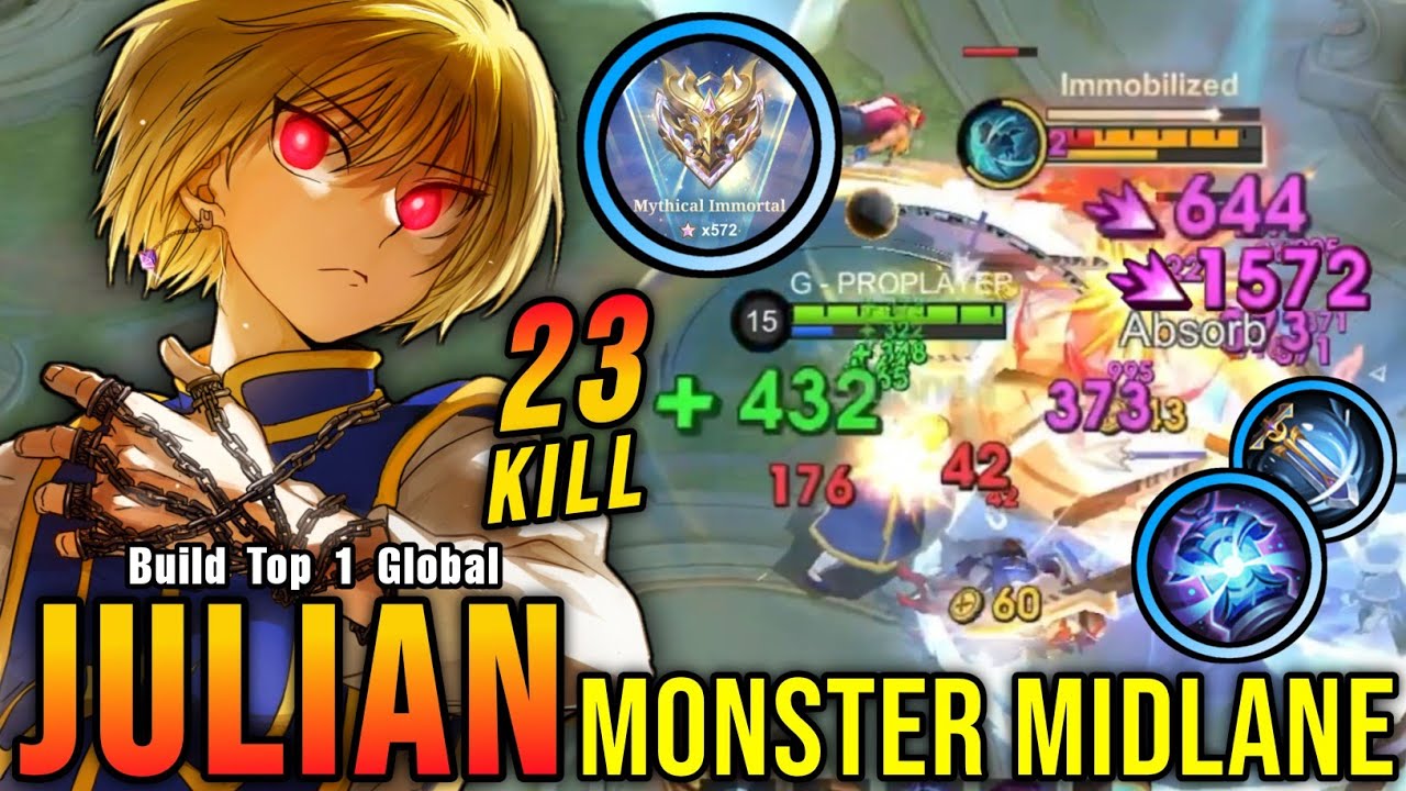 23 Kills!! Monster Midlane Julian Insane LifeSteal - Build Top 1 Global Julian ~ MLBB