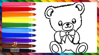 Dibuja y Colorea Un Lindo Osito De Peluche 🧸🌈 Dibujos Para Niños