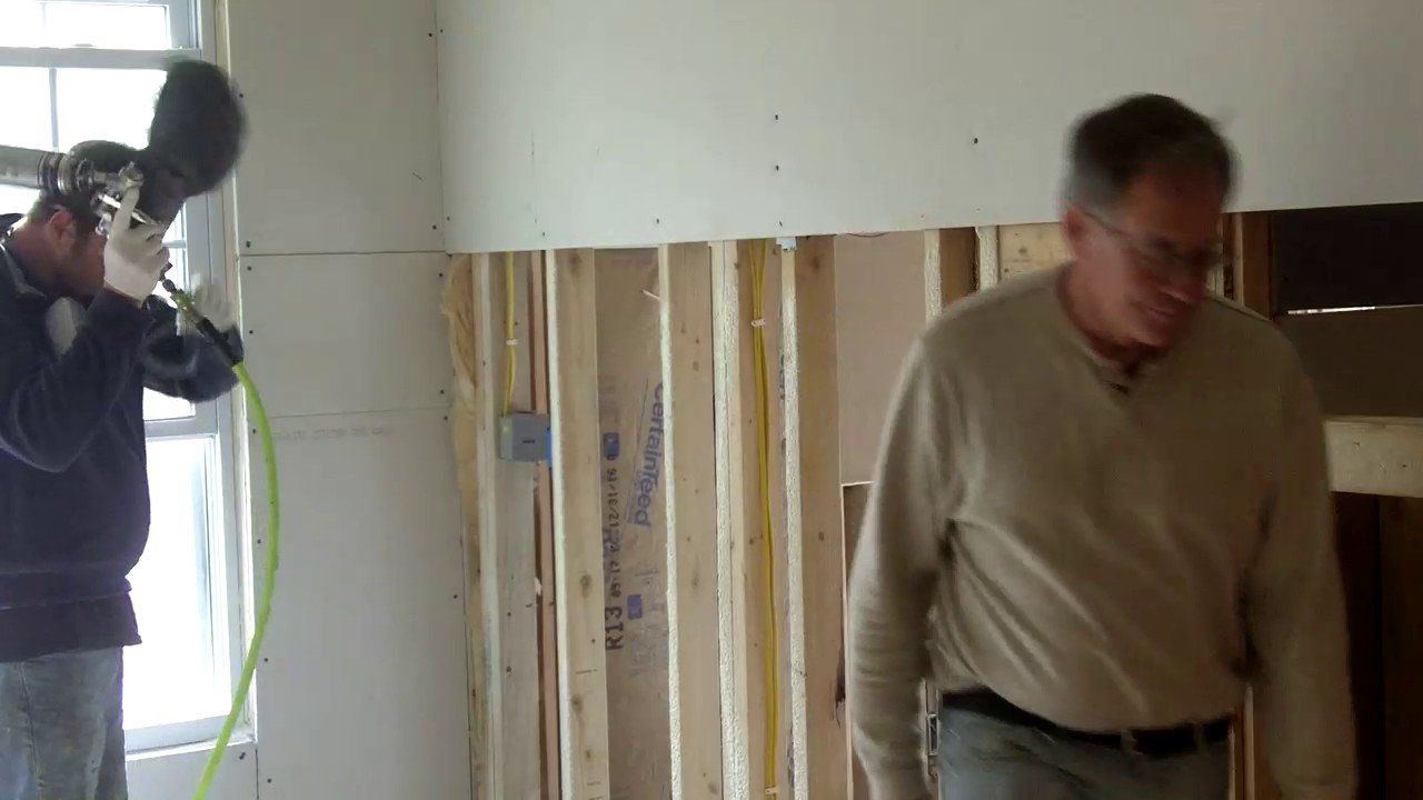 Spraying Dry Wall Adhesive With The Spray Sealants Gun YouTube