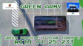 Green Army X Real Racing 3: Green Porsche Taycan Turbo S with 01:25.233 screenshot 3