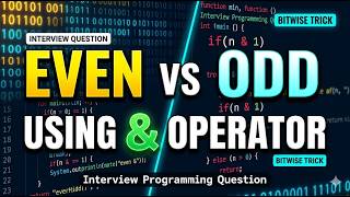 Bitwise Trick |Find Even & Odd Numbers using AND(Operator)Interview Question #embedded #cprogramming