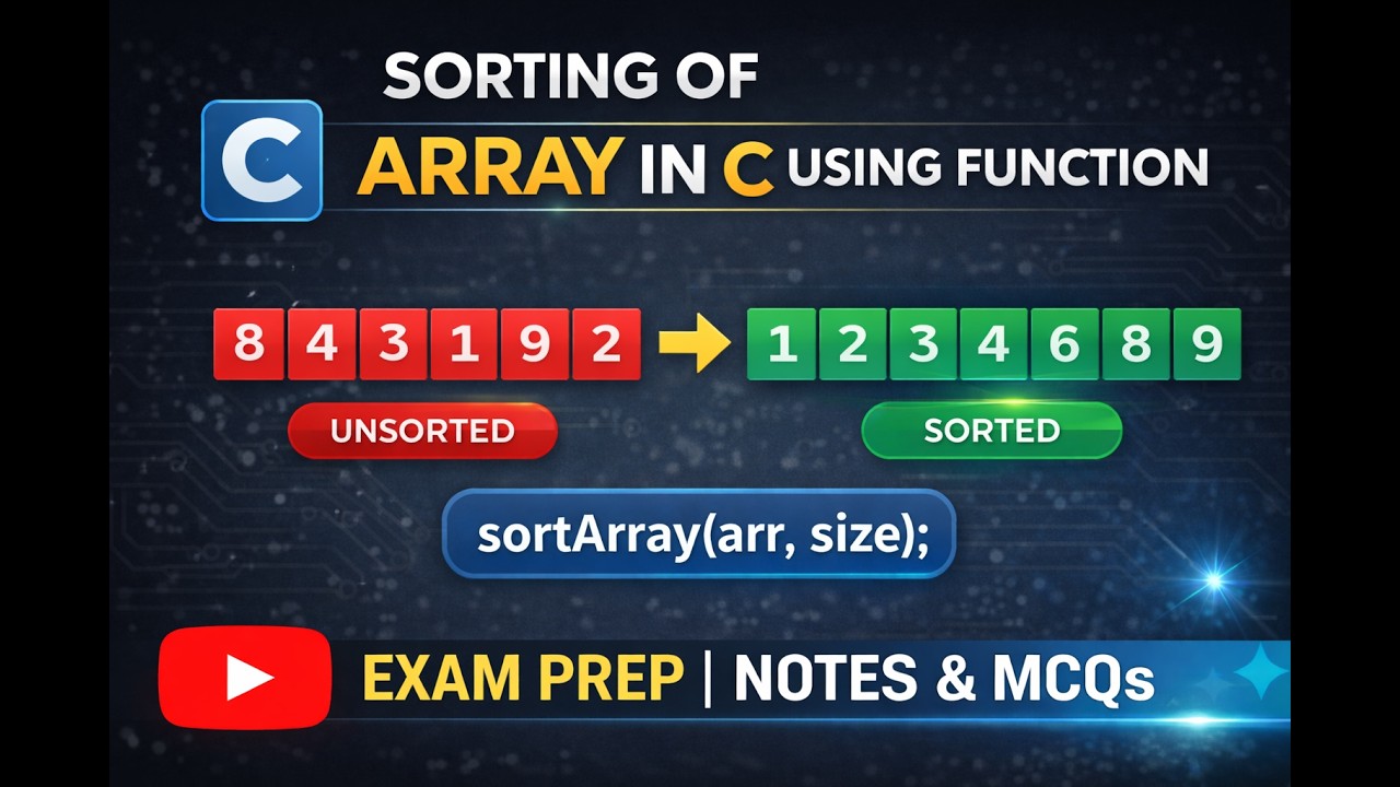 LEC 42 : SORTING OF ARRAY USING FUNCTION - YouTube
