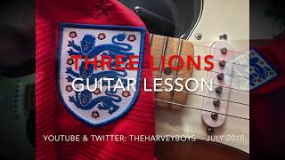 Video thumbnail of "3 Three Lions Guitar Lesson - EASIER - Baddiel Skinner Lightning Seeds - It's Coming Home England"