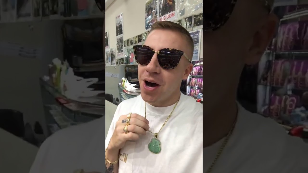 A$Ap Eva Gifts A Jade Buddha Pendant To Macklemore At Popular Jewelry In New York City