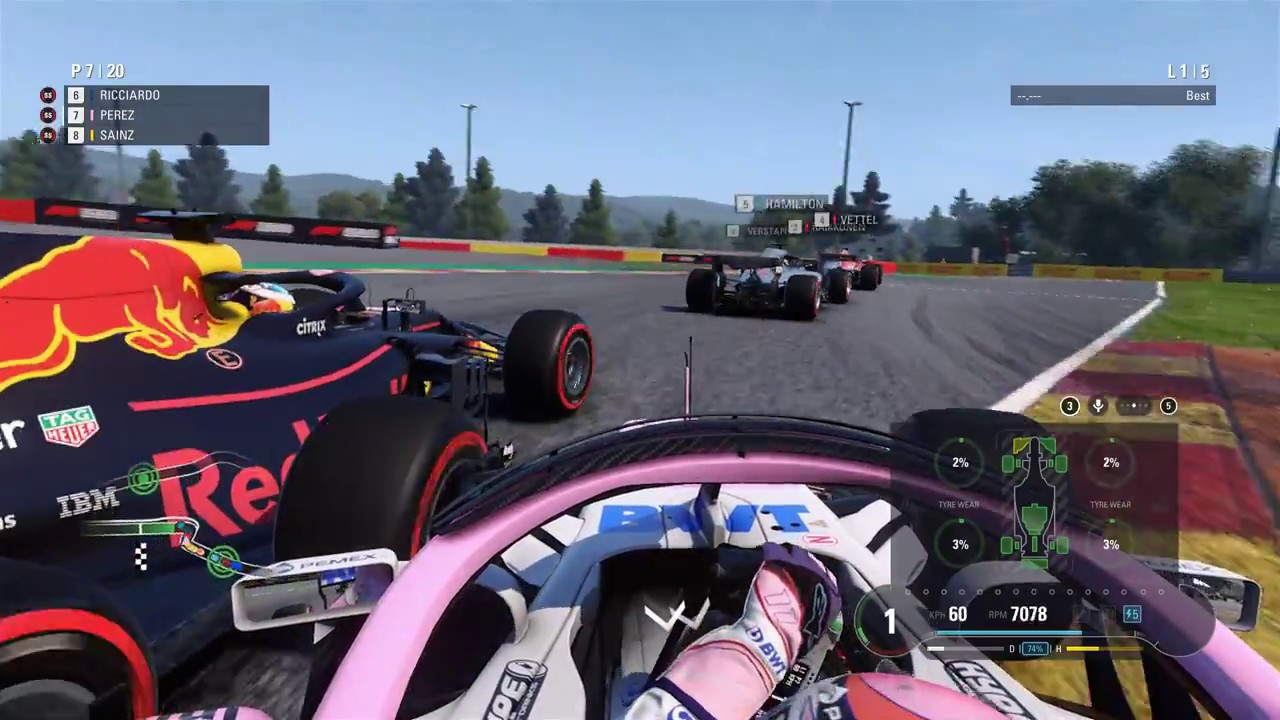 F1 2018 Gameplay - 5 Lap Race at Spa with Sergio Perez [1080p60]