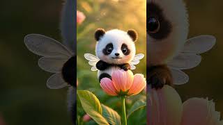 A Tiny Bear on a Flower? This Is Pure Magic! 🐻🌸✨ #cute #adorablepanda #panda #shorts
