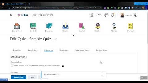 Quizzes in D2L