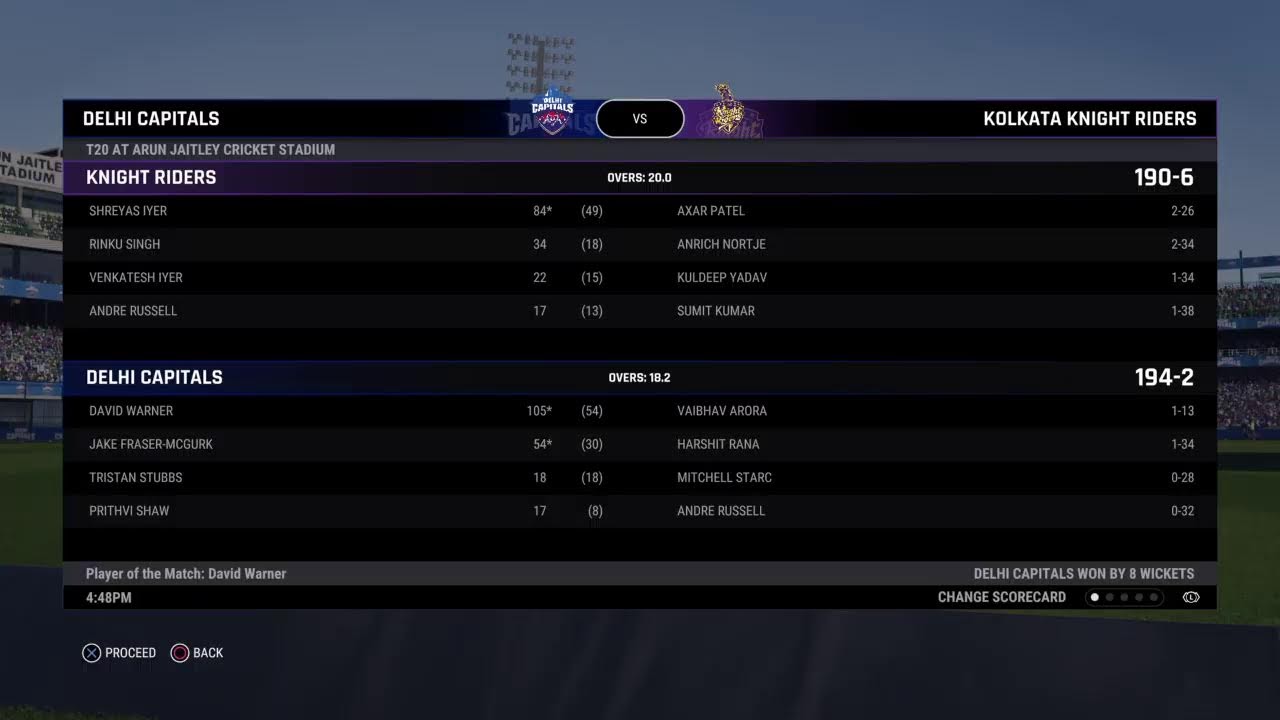 DC vs KKR (Cricket 24) Gameplay |Match 15|