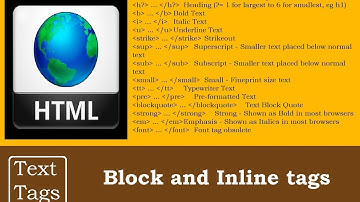 Block and Inline tags Text Tags | HTML Programming Tutorials for beginners