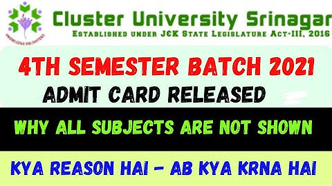 All Subjects are not Mentioned -UG 4th Semester Batch 2021 Download Admit Card / Cluster University