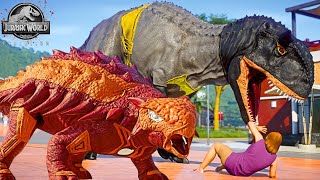 Ultimate Jurassic World Battle: Hulkraptor vs. Iron-man Ankylosaurus &amp; Barman |SuperHero Dinosaurs|