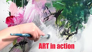 Abstract art, from mess to finished painting, image search through accumulation & composition