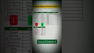 Lookup Bonus Amount in excel... #excel #viral #reels #short #shrots #exceltricks