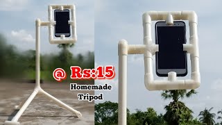 Tripod @ Rs:15 _How to make tripod at home using PVC pipe/ Homemade mobile stand for Video creator