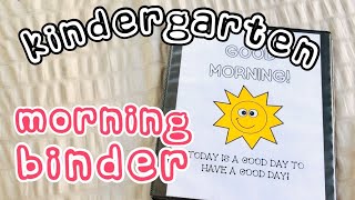 KINDERGARTEN MORNING BINDER 2020