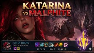 Katarina vs Malphite | Top lane | AD build | Pentakill | Katmind | Best Katarina | Katarina tutorial