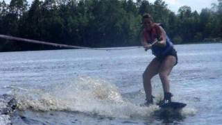 Mom trying the wakeboard