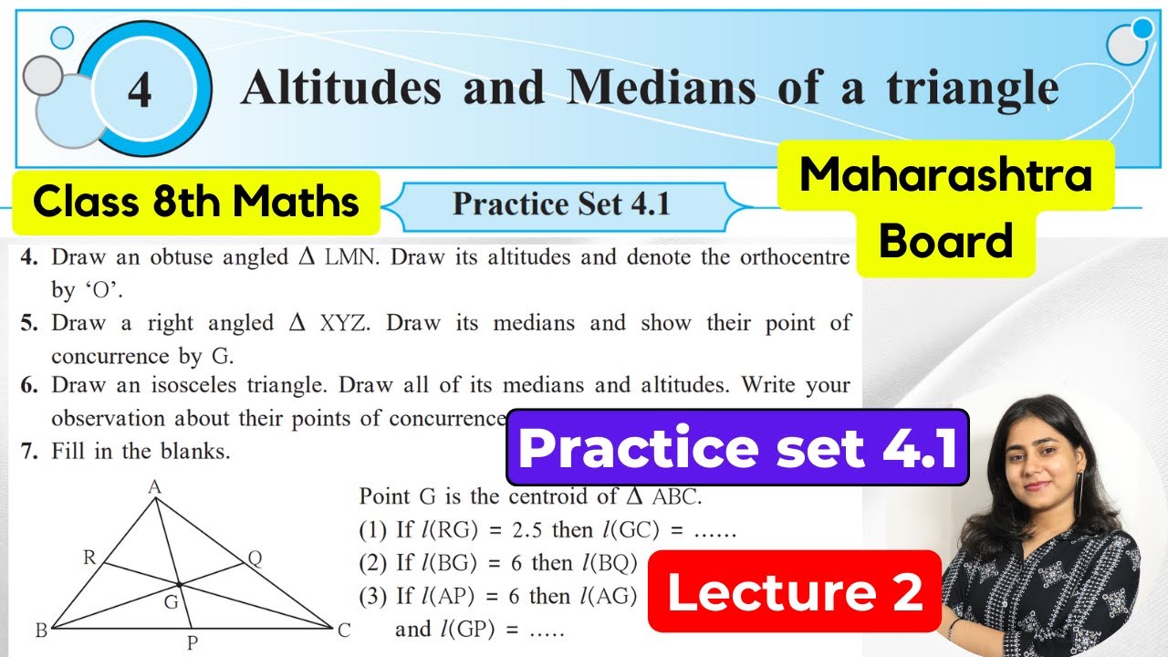 Class 8th Maths | Chapter 4 Altitudes and Medians of the triangle ...