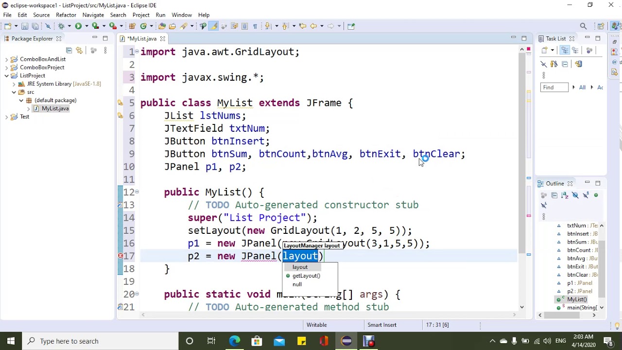 Java Dr Radwan Batyha JList JPanel GridLayout - YouTube