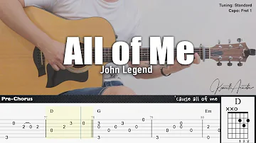 All of Me - John Legend | Fingerstyle Guitar | TAB + Chords + Lyrics