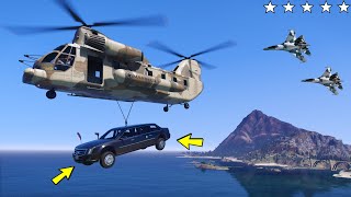 GTA 5 Đi Trộm Xe Limo Bọc Thép Của Tổng Thống Trong Khu Quân Đội Bằng Siêu Trực Thăng Vận Chuyển ! screenshot 5