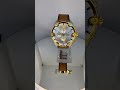 2024 NEW Mens Diesel Gold Spiked Chronograph Brown Strap Watch DZ4665