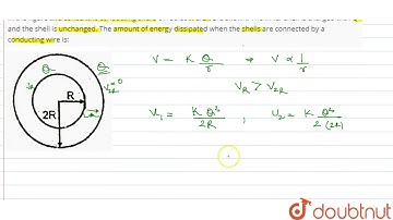 In the figure two concentric conducting shells of radius R & 2R are shown. The inner shell is