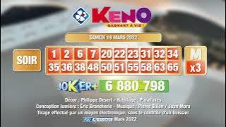 Tirage du soir Keno gagnant à vie® du 19 mars 2022 - Résultat officiel - FDJ