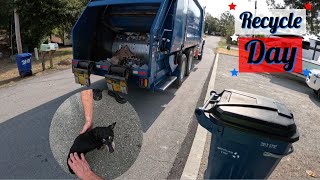 Garbage Man Gopro POV | We Met a SUPER CHILL Weenie Dog Today | Wednesday Recycle Route