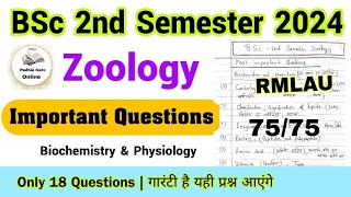 BSc 2nd Semester Zoology Important Questions 2024 | Biochemistry and Physiology | rmlau