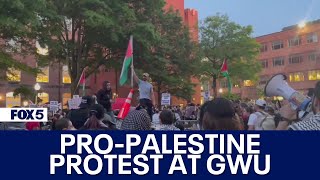 Pro-Palestinian protest at GWU stretches into week 2 as school leaders board up doors and windows