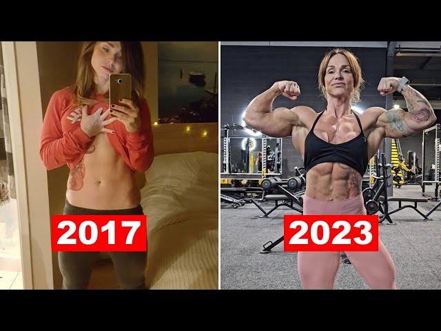 Jo Kelly | THEN and NOW 2017-2023 | Beautiful muscle girl transformation. 6 years transformation class=