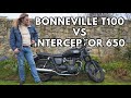 Used market battle  triumph bonneville t100 review vs royal enfield interceptor 650