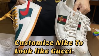 Umeki detrás paño Unboxing and Review of Customized Nike Air Force 1 with Gucci Colors -  YouTube