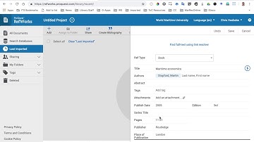 07 Refworks: Manual Citation entry