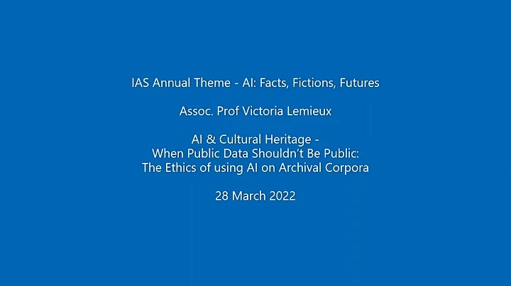 Associate Professor Victoria Lemieux - When Public...